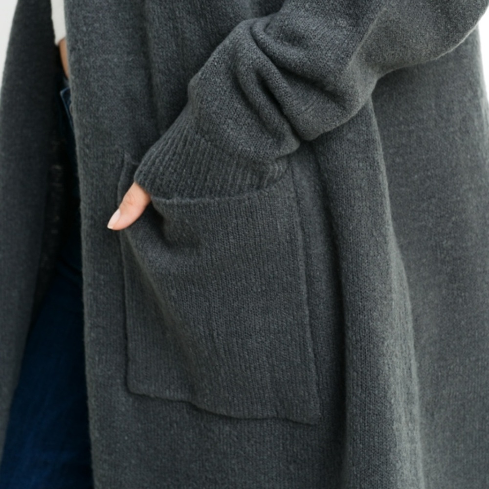 Open Front Jersey-Knit Longline Cardigan - Picture 3 of 4